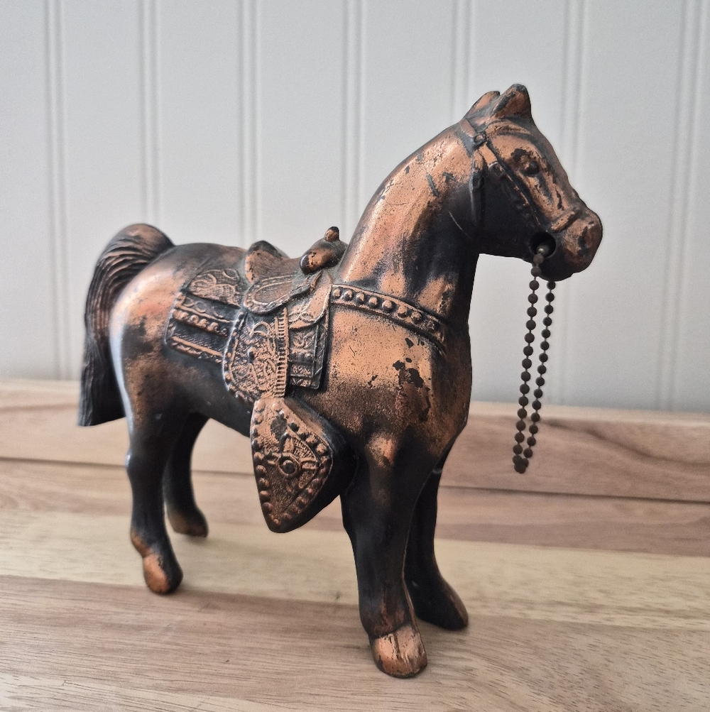 Vtg.CopperWash Metal horse-Orginal Reins